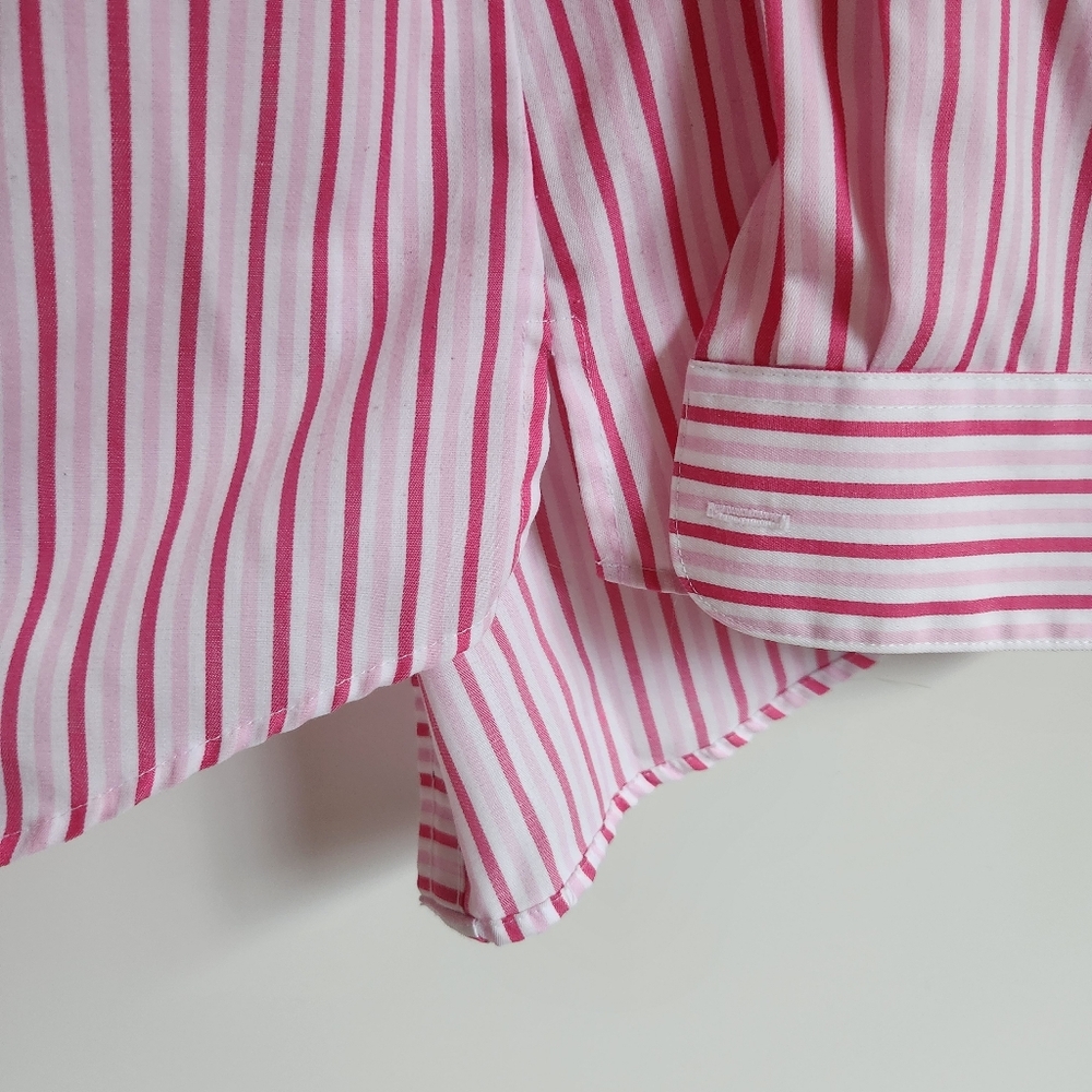 Foxcroft Pink White Striped Wrinkle Free Button Down Shirt XS - Picture 8 of 8